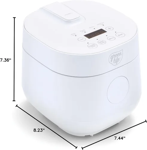 Vista 8 de GreenLife Olla Digital para Arroz y Frijoles, 2 Tazas Sin Cocinar/4 Tazas Cocidas, Olla de Cerámica Antiadherente Extraíble Libre de PFAS