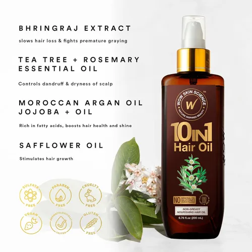 Vista 3 de Wow - Aceite para el cabello que reduce la pérdida de cabello, puntas partidas, caspa; para cabellos lisos o gruesos; aumenta el crecimiento