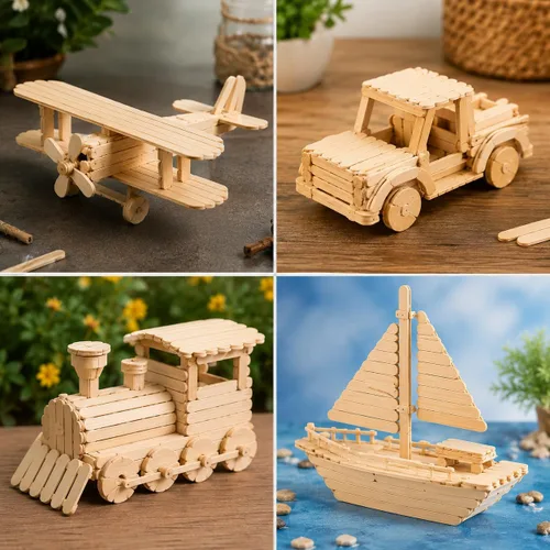 Vista 9 de 1200 palitos de madera para manualidades, palitos de helado de madera natural de 4.5 pulgadas de largo para manualidades de bricolaje de madera