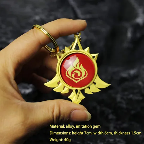 Vista 3 de Genshin Impact Vision - Broche luminoso de ojo de dios, llavero luminoso, llavero con colgante luminoso, diseño de personajes de juego