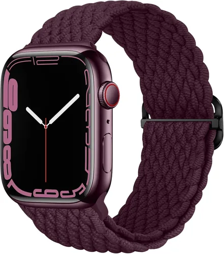 Vista 31 de Qimela - Correa elástica Solo Loop compatible con Apple Watch de 49 mm, 46 mm, 45 mm, 44 mm, 42 mm, 41 mm, 40 mm y 38 mm, correa trenzada Verde