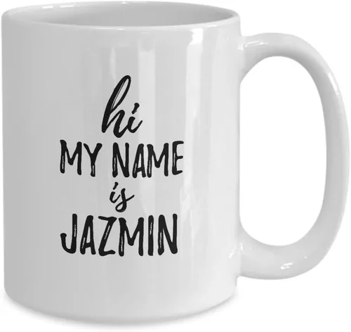 Vista 2 de Hi My Name Is Jazmin Mug Funny Meet Up Gift Personalized Name Coffee Tea Cup Large 15 Oz
