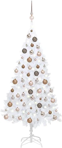 Vista 24 de 6.5ft Pre-Lit Artificial Christmas Tree with 250 LED Lights, Hinged PVC Branches, Metal Stand, and Decorative Balls for Indoor Holiday Decor Verde
