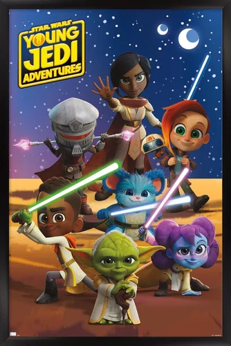 Vista 8 de Trends International Star Wars: Young Jedi Adventures - Póster de pared de grupo, 14.725 x 22.375 pulgadas, versión enmarcada de madera de granero