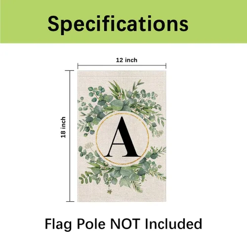 Vista 6 de wyooxoo Bandera de jardín floral con monograma de letra A, de 12 x 18 pulgadas, doble cara para exteriores, familia, apellido, bandera inicial