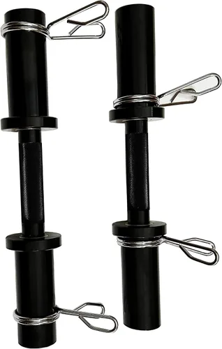 Vista 5 de Olympic Loadable Dumbbell Handle, 16 Inch Steel Barbell with 2 Pairs Collar Clips, 200lb Capacity for Home Gym, Weightlifting, Strength Training and