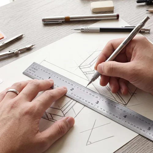 Vista 5 de EBOOT 2 Pcs Stainless Steel Ruler Machinist Engineer Ruler with Markings 1/8, 1/16, 1/32, 1/64 Inch for Engineering, School, Office, Architect, and