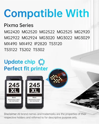 Vista 2 de LEMERO Cartucho de tinta de repuesto 245XL para Canon 245XL negro PG-245 245 XL Cartucho de tinta negra compatible con Canon Pixma MG2522 MG2500