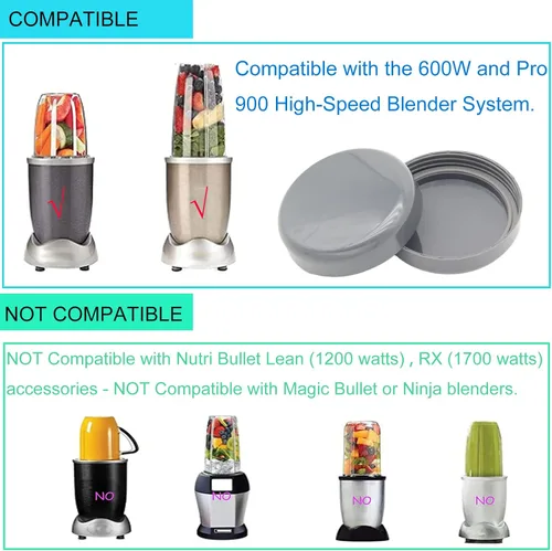 Vista 4 de Paquete de 2 piezas de repuesto para tapas de tazas compatibles con Nutribullet 600 w/900 W, piezas de accesorios resellables con junta