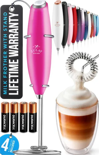 Vista 94 de Zulay Kitchen Potente varita espumadora de leche con 2 baterías Duracell – Mezclador de bebidas portátil ultrarrápido – Máquina de espuma eléctrica