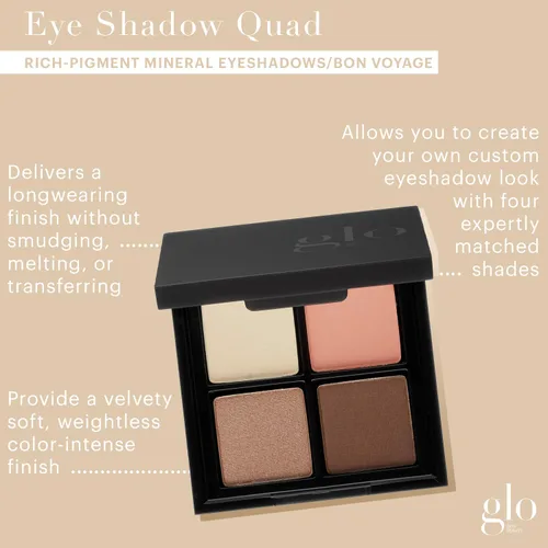 Vista 2 de Glo Skin Beauty Sombra de ojos Quad Cuatro tonos combinados por expertos para una declaración de ojos personalizada, (Bon Voyage)