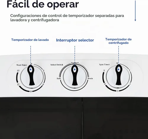 Vista 3 de ZENY Lavadora de ropa portátil, mini lavadora de tina doble, capacidad de 13 libras con secadora giratoria, combo compacto de lavadora y secadora