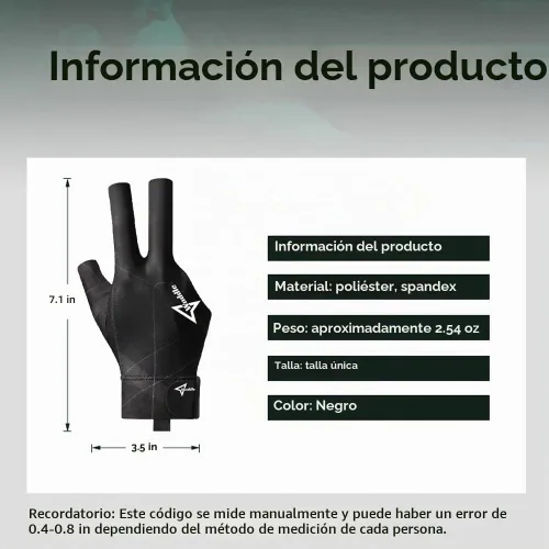 Vista 6 de Billiard Pool Gloves for Right Hand, 3 Finger Billiards Gloves
