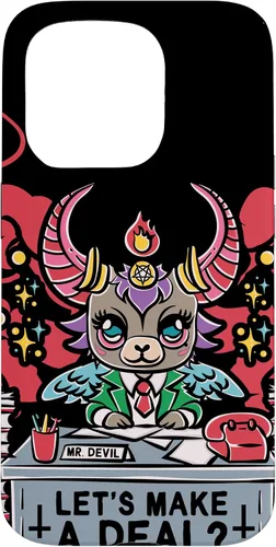 Vista 14 de Funda para iPhone 16 Kawaii Pastel Goth Make A Deal Baphomet Aesthetic Nu Cute Case