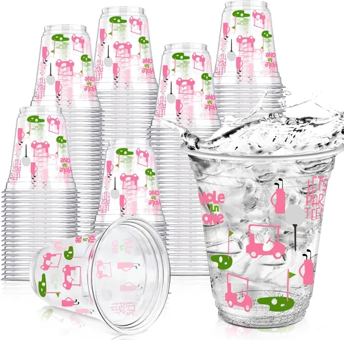 Vista 12 de Qinyoung 50 tazas de fiesta de golf, decoraciones para fiestas temáticas de golf, vasos de plástico transparente de 12 onzas, desechables