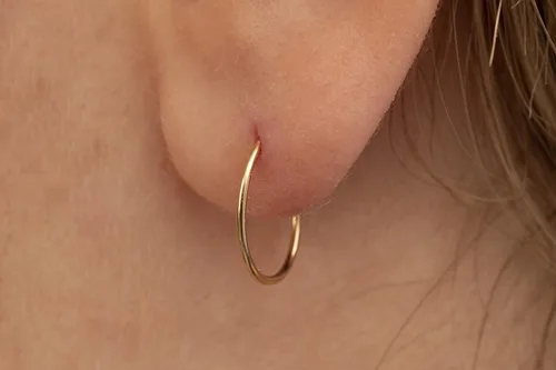 Vista 13 de Aretes de aro de oro de plata – Aretes de aro para mujer, dos piezas de aros de plata fina rellenos de oro, aro de hélice, anillo de tragus, aro