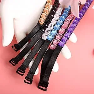 Vista 8 de Women's Replacement Bra Strap Rhinestone Invisible Elastic Adjustable Removable Shoulder Straps Tops Dress Decoration Multi Color 5Pairs Pack