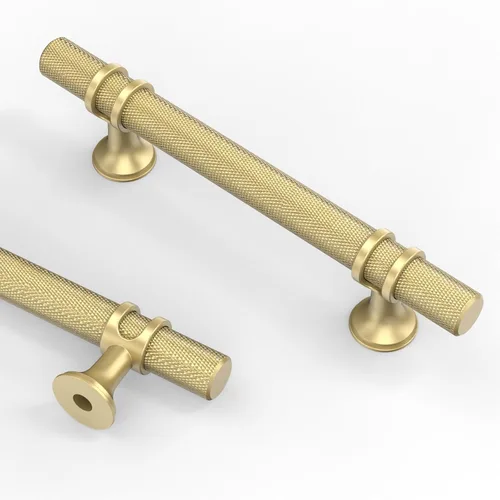 Vista 39 de Asidrama - Paquete de 10 manijas para gabinete de cocina de 3 pulgadas (76mm) de color negro mate y bronce champán, tiradores para gabinete