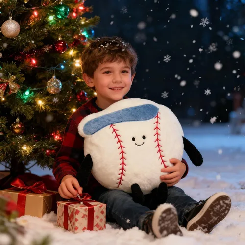 Vista 7 de Linda Almohada de Béisbol Suave Animal de Peluche de Béisbol Almohadas Deportivas, 17.7" Regalos de Juguete de Peluche Únicos para Adolescentes