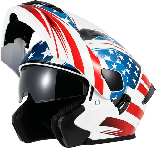 Vista 11 de Cascos de motocicleta modulares de cara completa, Casco de motocicleta de cara completa con certificación DOT, con visor abatible dual