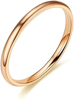 Vista 3 de COLORFUL BLING Juego de anillos apilables de acero inoxidable de titanio fino de 0.079in, con superficie pulida, simple para hombres y mujeres