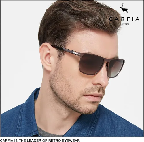 Vista 4 de CARFIA Gafas de sol polarizadas de lujo para hombre con marco de metal chapado en dos tonos