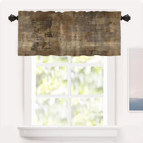 Vista 67 de Shrahala Beige and Orange Abstract Art Brushstrokes Blackout Curtain Tiers, Abstract Oil Paint Kitchen Valance Light Blocking Tier Drapes with Rod