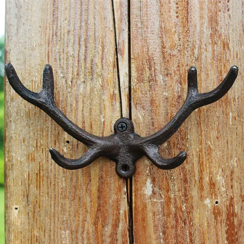Vista 3 de 30GO - Paquete de 2 ganchos de pared duraderos con cuernos de ciervo, colgador decorativo versátil con tornillos, estilo rústico multiusos
