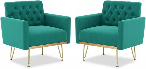 Vista 7 de Olela Silla decorativa con brazo para sala de estar, sillón moderno de terciopelo, sofá individual, acogedora silla auxiliar tapizada para lectura