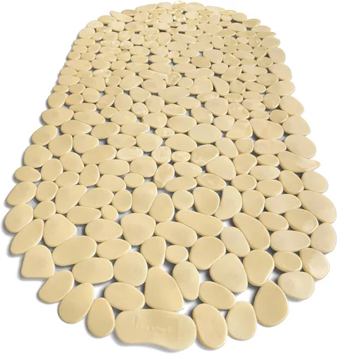Vista 34 de Alfombra antideslizante para bañera y ducha "Pebbles" de 27 x 14 pulgadas, ovalada, no tóxica, segura, limpia, lavable a máquina, agarre y drenaje