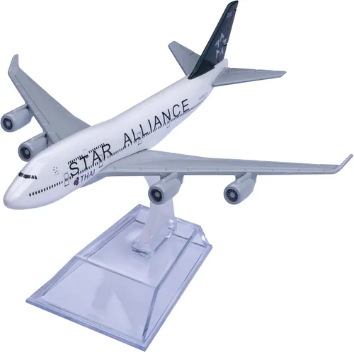 Vista 5 de 1:400 Modelo Star Alliance 747 Plano de aleación fundido a troquel para regalo, decoración del hogar y de la oficina