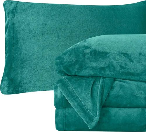Vista 23 de Elegant Comfort - Juego de sábanas de franela de terciopelo de lujosamente suave de 4 piezas para las fiestas - Calidad premium - Juego de sábanas