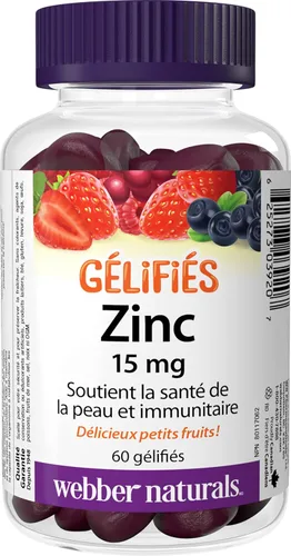 Vista 2 de Gomitas de gluconato de zinc de 15 mg de Webber Naturals