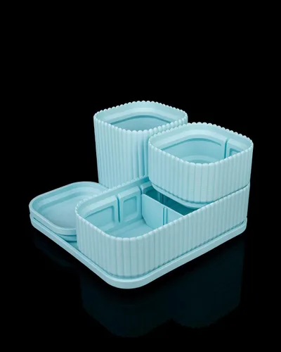 Vista 3 de Organizador Pretty Pillars - Soporte para joyas y maquillaje azul cielo