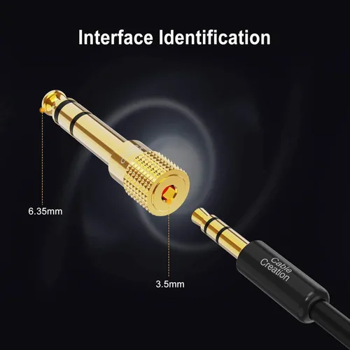 Vista 4 de CableCreation Adaptador de audio para auriculares de 1/4 a 1/8 pulgadas, 5 unidades, 0.250 in a 0.138 in macho a hembra TRS estéreo chapado en oro