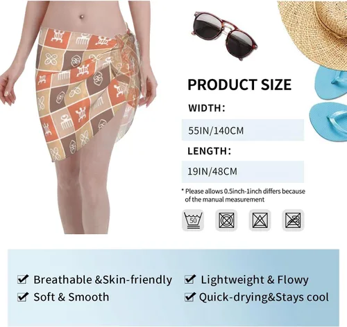 Vista 7 de DKJlitter Women Chiffon Short Sarongs, Beach Wrap Skirts Bikini Swimsuit Cover Ups