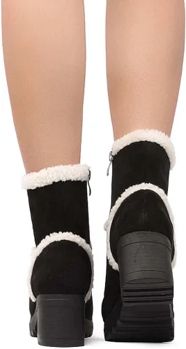 Vista 4 de Botas de nieve con forro de piel sintética para mujer botines de invierno de gamuza cálida botines de plataforma al aire libre
