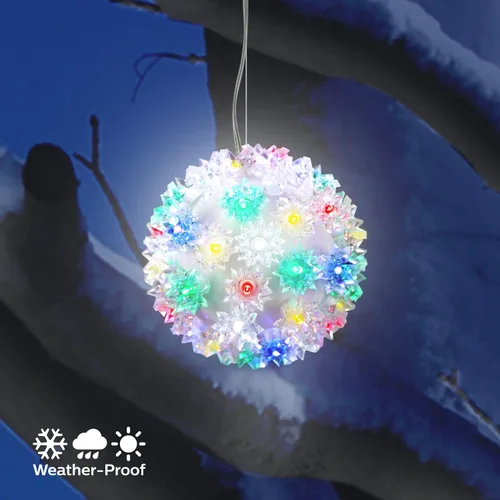 Vista 3 de PHILIPS Lámpara de esfera colgante multicolor de 5.5 pulgadas con 50 bombillas LED, certificación UL para uso en interiores y exteriores, 50 mini