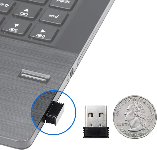 Vista 4 de Rosewill RWM-001 Ratón portátil inalámbrico compacto de viaje, sensor óptico, receptor inalámbrico USB, DPI ajustable, 4 botones, estilo de oficina
