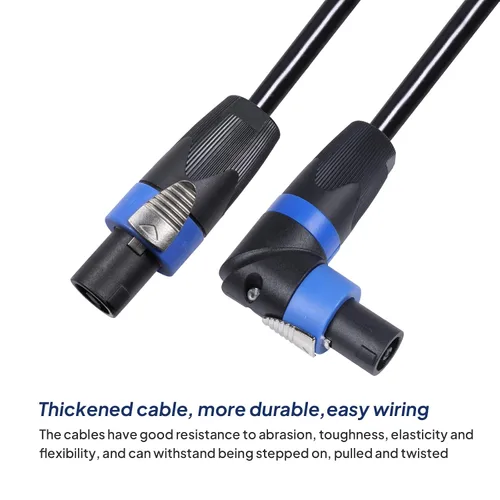 Vista 2 de Paquete de 1 cable Speakon en ángulo recto de 55 pies, cables macho de altavoz en ángulo con bloqueo giratorio para escenario Pro PA, cableado