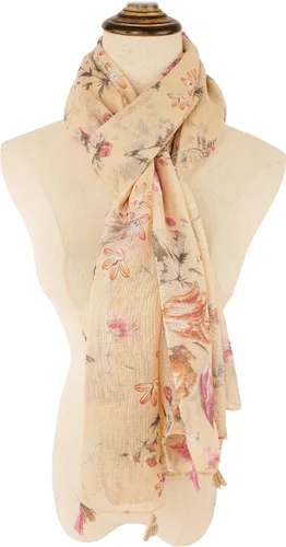 Vista 3 de YOUR SMILE - Bufanda bohemia grande para mujer, bufandas ligeras con estampado floral, para otoño e invierno, a la moda, con flecos