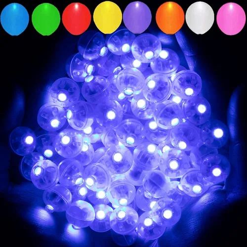 Vista 13 de Aogist - 50 mini luces de 10 colores, luz LED impermeable de largo tiempo de espera, funciona con pilas, lámpara de bola para globo, farol de papel