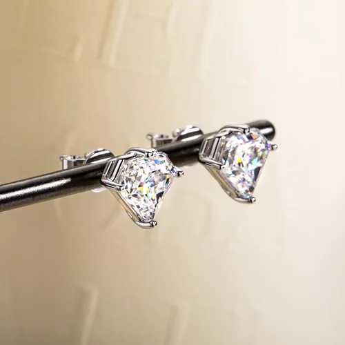Vista 7 de 3cttw-6cttw Cubic Zirconia Stud Earrings 5A Grade CZ Diamond Shaped Earrings for Women Men