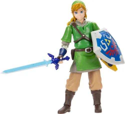 Vista 2 de Figura de acción de 4 pulgadas de Link de Nintendo Legend of Zelda: Skyward Sword con espada y escudo
