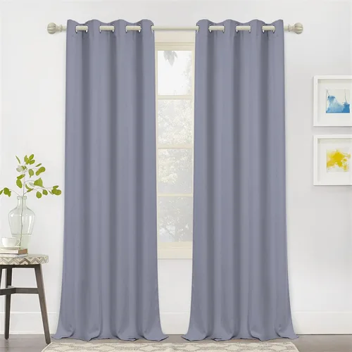 Vista 13 de MYSKY HOME Cortinas opacas negras para dormitorio, cortinas opacas de 84 pulgadas de largo para sala de estar, 2 paneles con aislamiento térmico