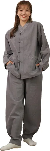 Vista 7 de Conjunto Hanbok unisex, ropa tradicional coreana, BTS Casual Hanbok para yoga y meditación, ropa de templo Negro