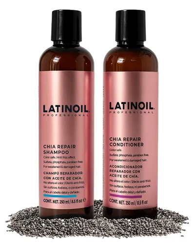Vista 8 de LATINOIL Chia - Acondicionador reparador de cabello sin parabenos ni sulfatos, tratamiento natural con queratina para dañados, tratados