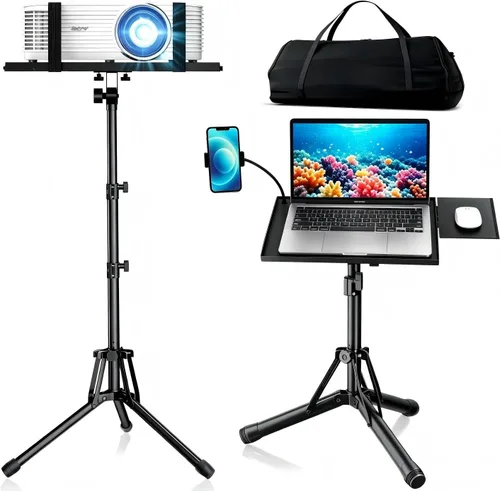 Vista 8 de Soporte para proyector, soporte de trípode para laptop de 2 estantes