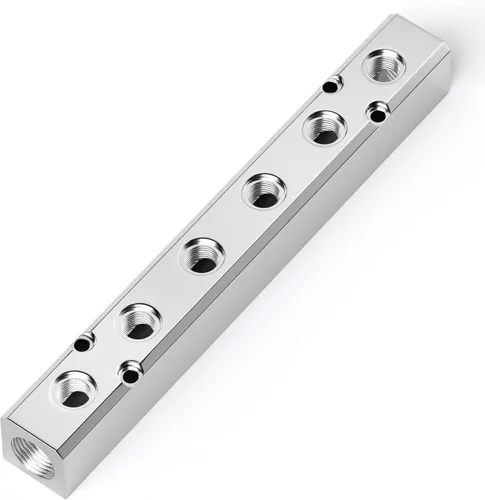 Vista 18 de TAILONZ PNEUMATIC Bloque de aluminio de derivación de 2 vías plateado, distribuidor de aire de distribución de aire de conducto neumático