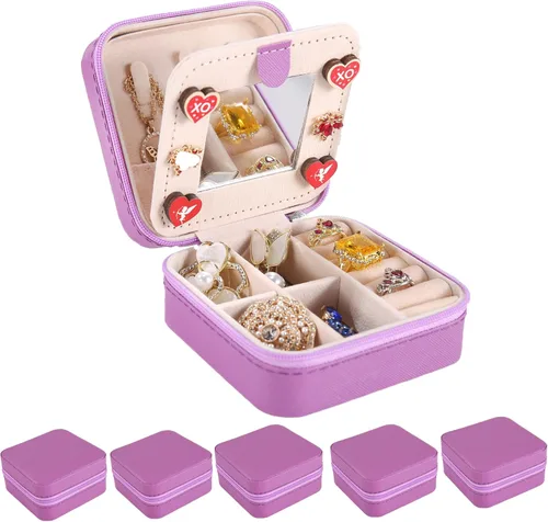 Vista 24 de KElofoN Estuche de viaje para joyas Caja de viaje para joyas Organizador de joyas de viaje Pequeño estuche organizador de joyas para niñas y mujeres